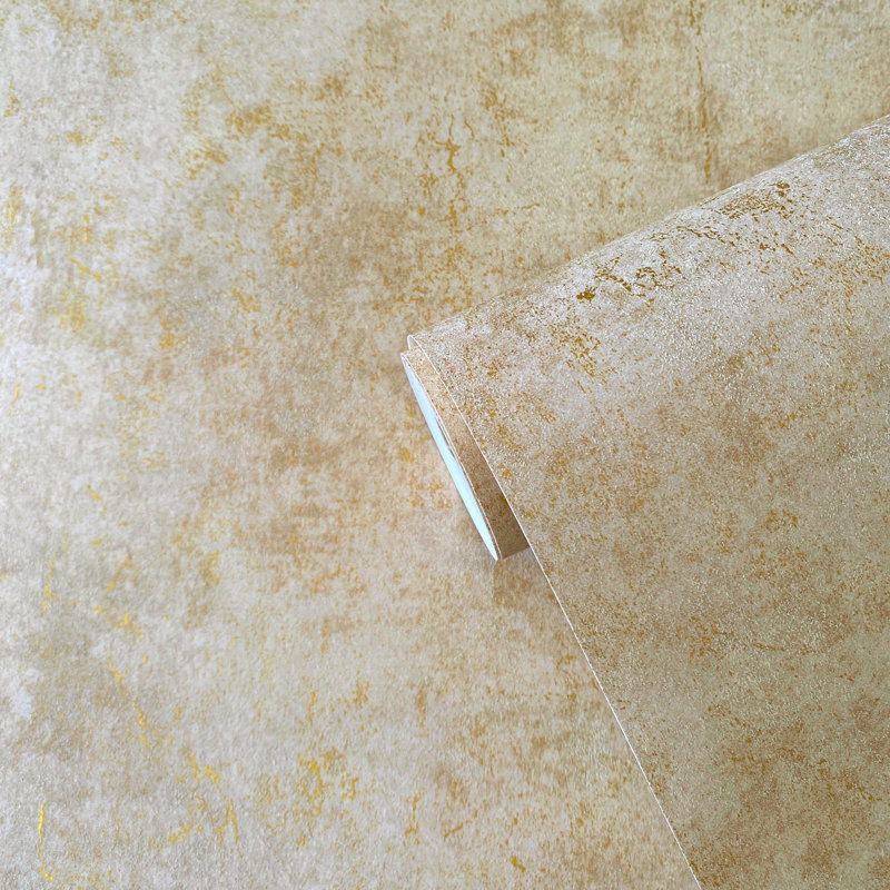 Elegance Collection Metallic Plaster Wallpaper Roll, Gold