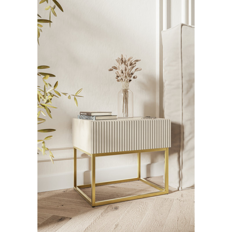 Atahan 50cm W Steel Bedside Table, Grey