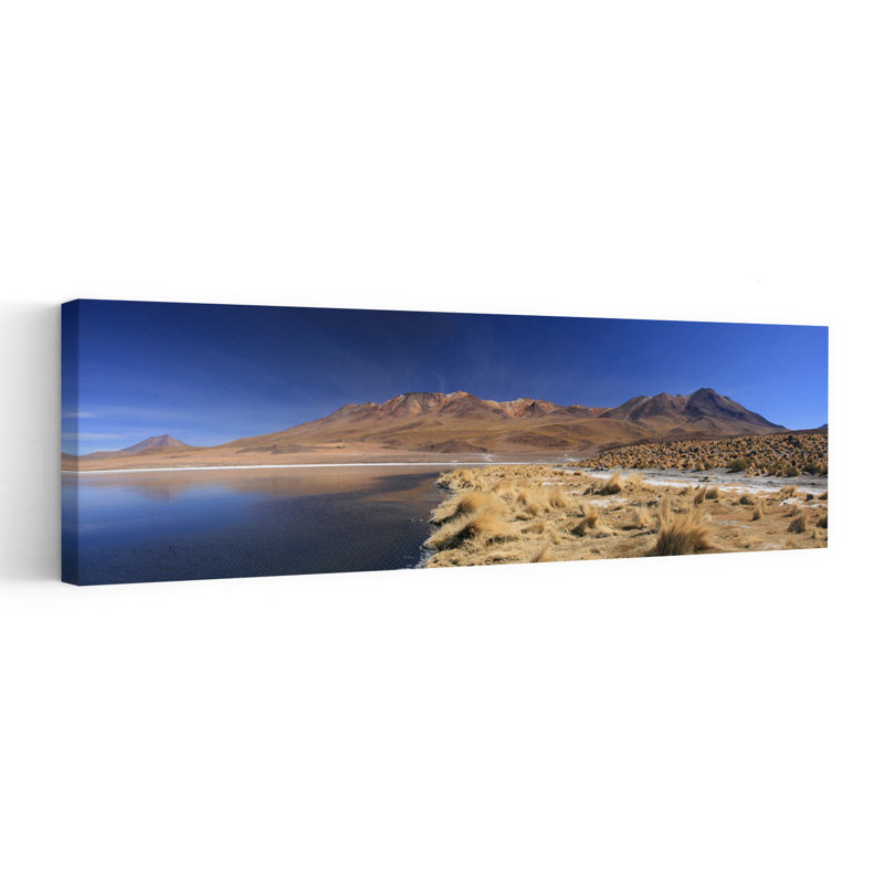 «Vast Blue Desert Lake Peaceful Serene Tranquil Landscape Mountain», art mural, H 12 po x l 36 po