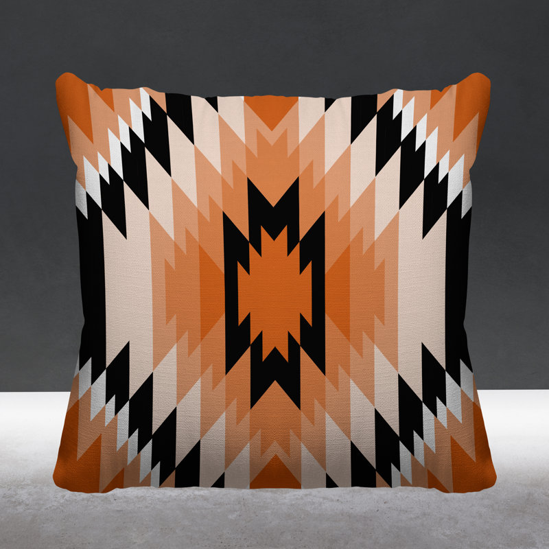 Coussin décoratif intérieur / extérieur Juan Southwestern, L 17 po x H 17 po, Orange
