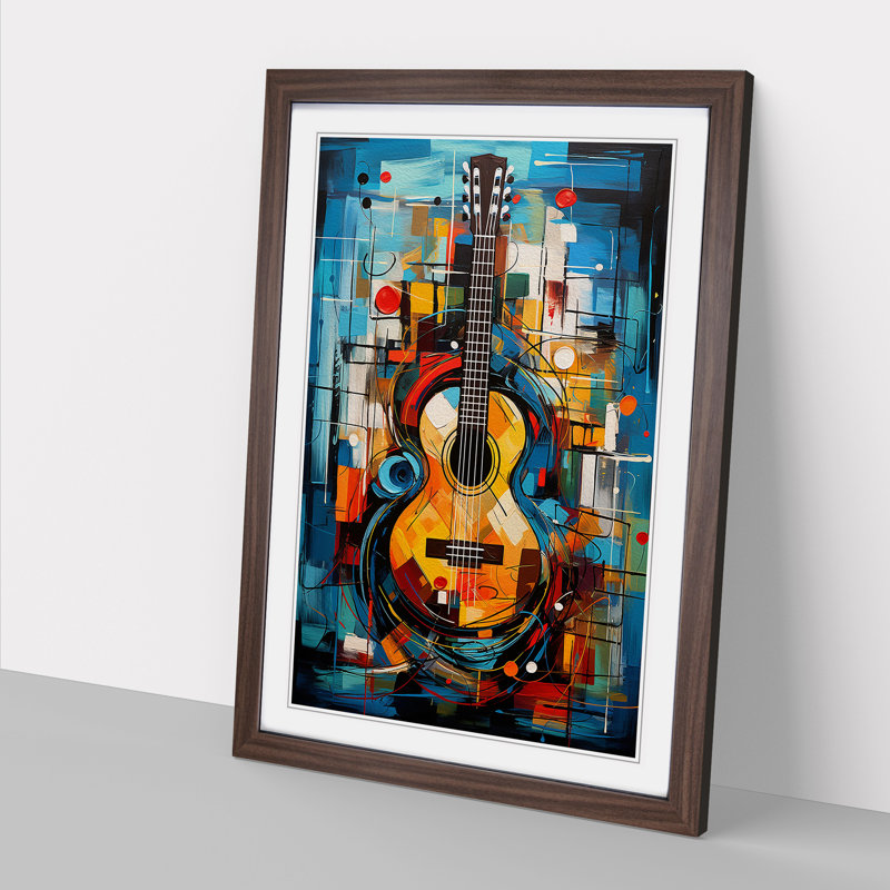 Acoustic Guitar Expressionism - Framed Print, Walnut, 34cm H x 25cm W x 2cm D