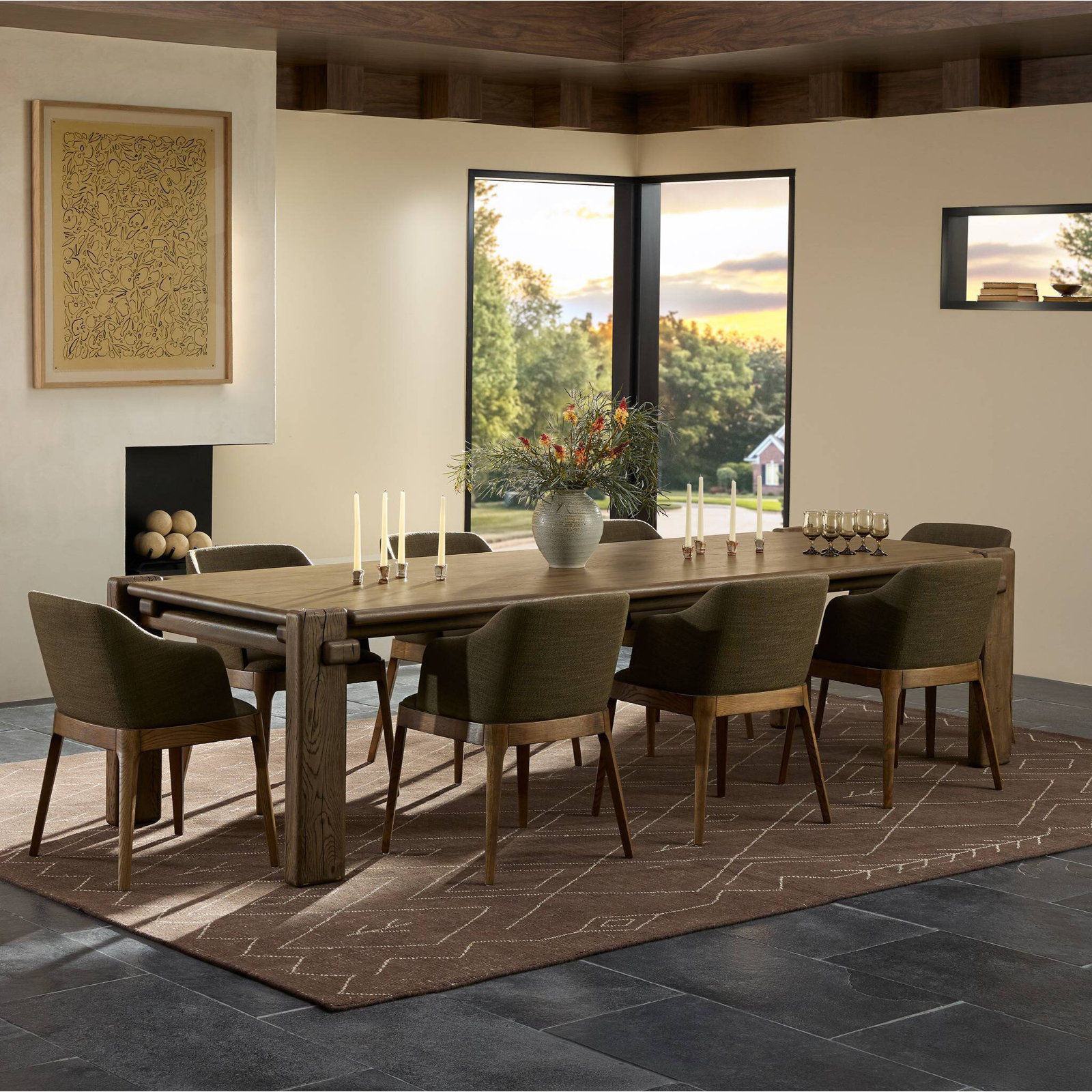 Garth 120'' Dining Table, Gray Reclaimed French Oak