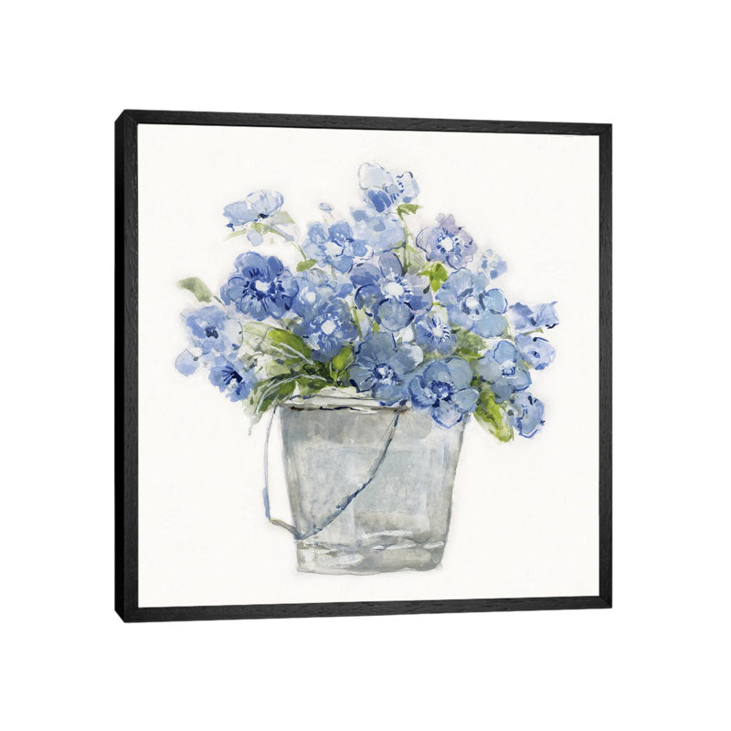 Blue Belles II by Sally Swatland - Floater Frame Gallery-Wrapped Canvas Giclée on Canvas, 45.72 cm H x 45.72 cm W, Black