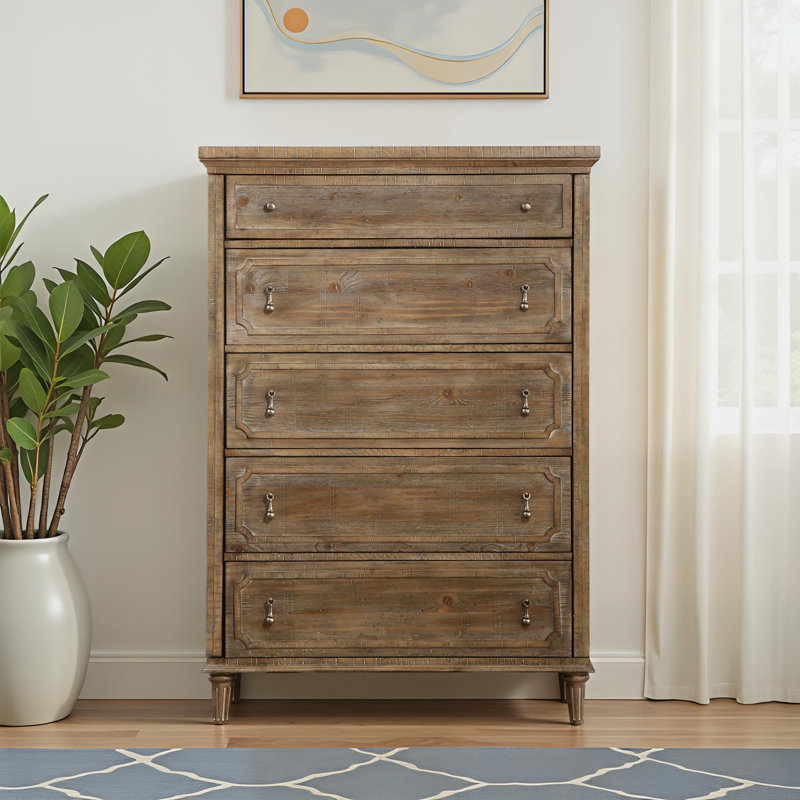 Kellyton 42" Wide 5-Drawer Chest in Sandstone Buff