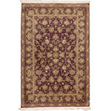 Wool Oriental Area Rug in Wine/Gold