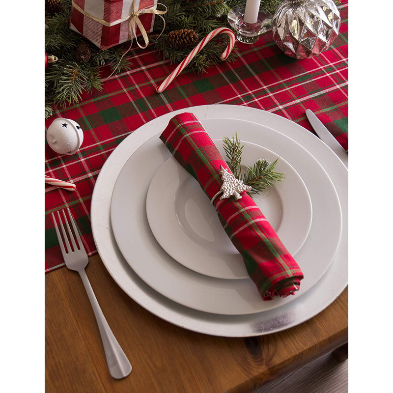 Sadie Tartan Holly Table Runner, 72" L x 14" W, Orchard Plaid