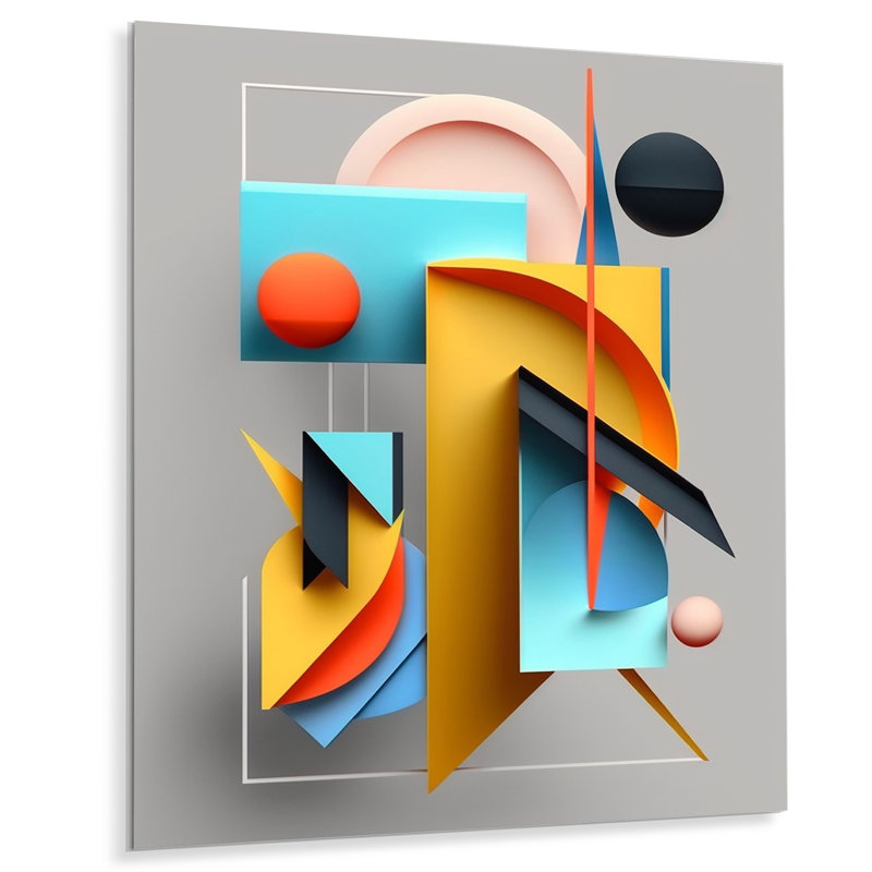 Graphic Retro Compositions IV - Décoration murale géométrique moderne en métal, H 20 po x l 12 po x P 1 po