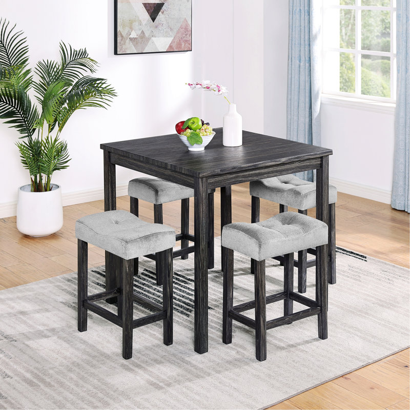 Ensemble de table et chaises de style industriel 5 pièces, idéal pour le salon, la salle à manger et la salle de jeux, 4 chaises avec 1 table pour la salle à manger