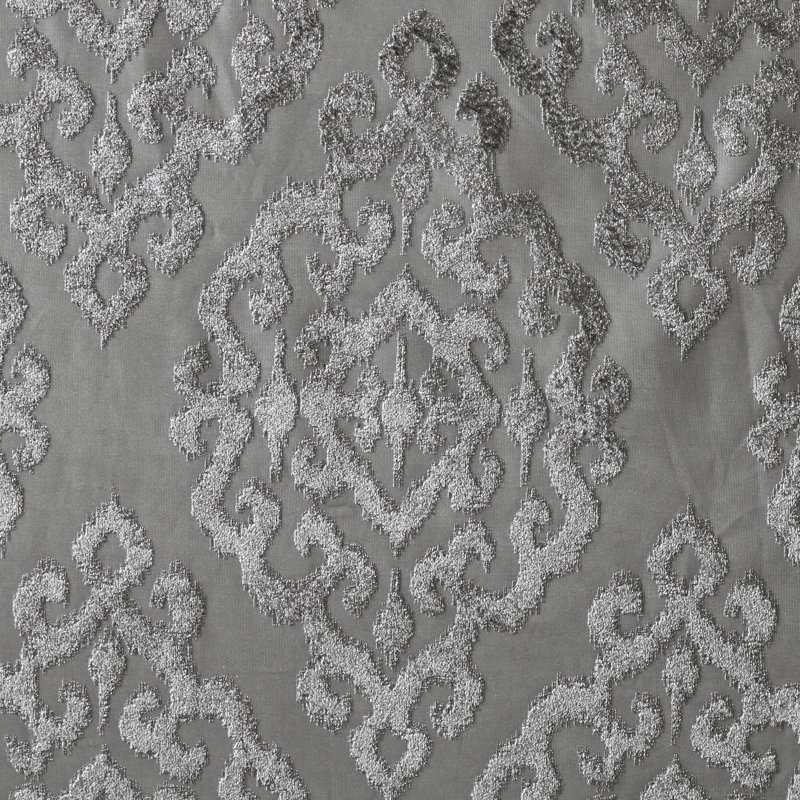 Mirage Damask Total Blackout Thermal Grommet Single Curtain Panel, 50" W x 95" L, Charcoal