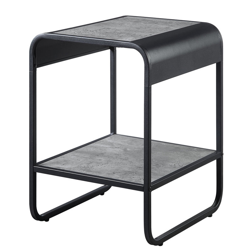 Table de bout en béton gris et noir avec un design polyvalent élégant et pour l'organisation de bureau à domicile