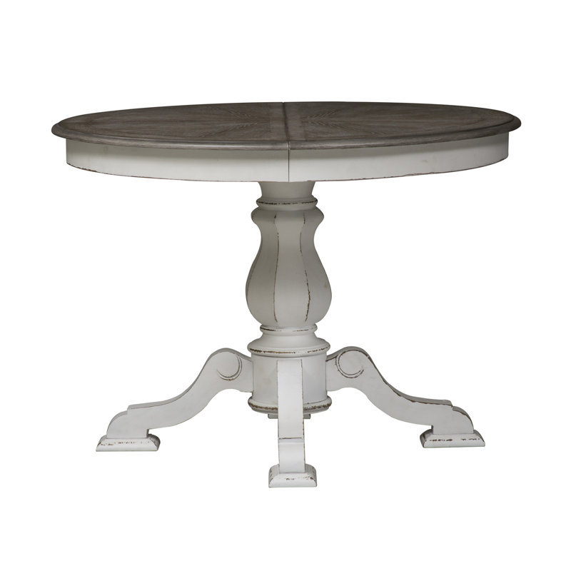 Colchester Extendable Oval Solid Wood Dining Table, Brown Top/Gray Base