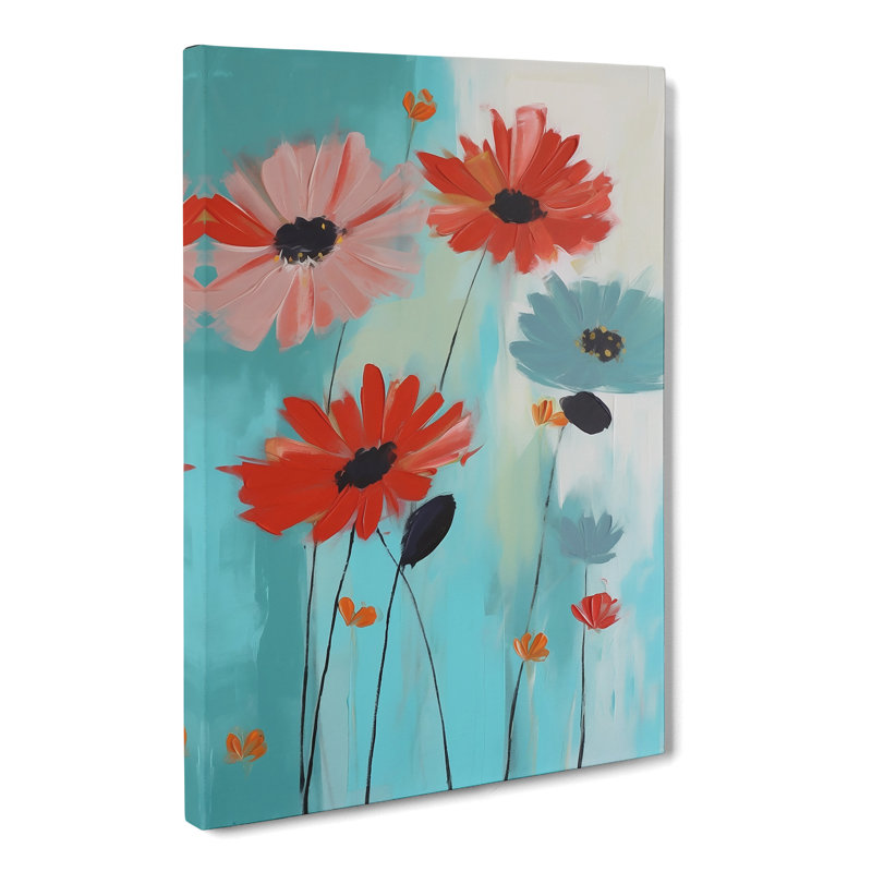 Modern Flowers Mid Century Vol.1 - Wrapped Canvas, 50cm H x 35cm W x 3cm D