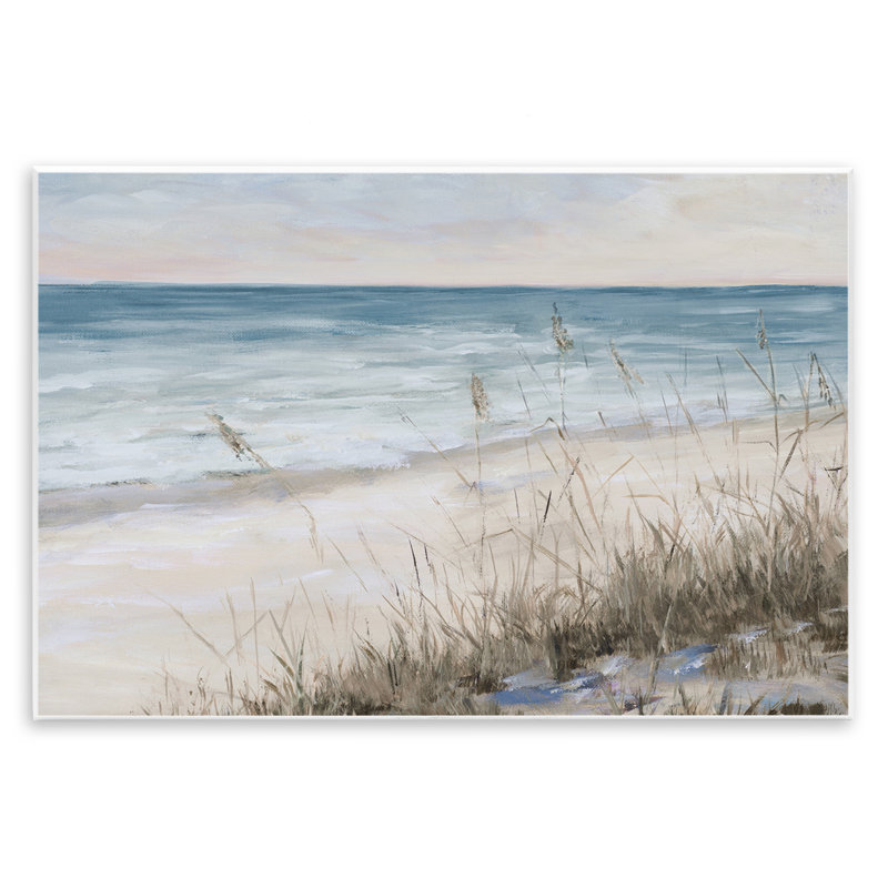 «Traditional Beach Coast Line Tall Grass Soft Sky Black», estampe numérique encadrée par Julie Derice, H 10 po x l 15 po