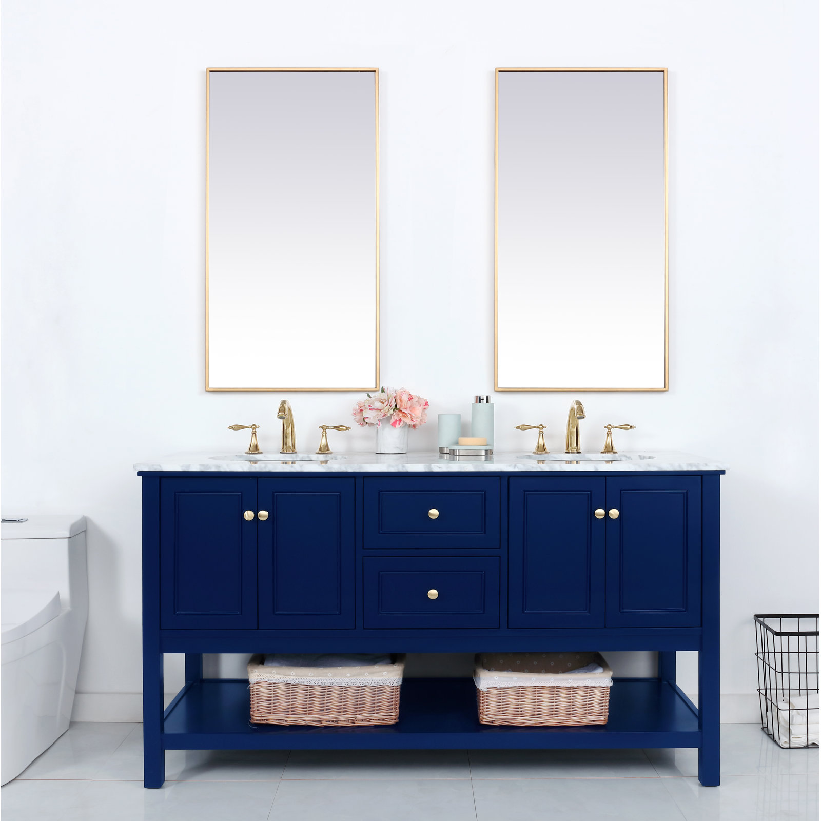 Bonsai 60'' Double Bathroom Vanity, Blue