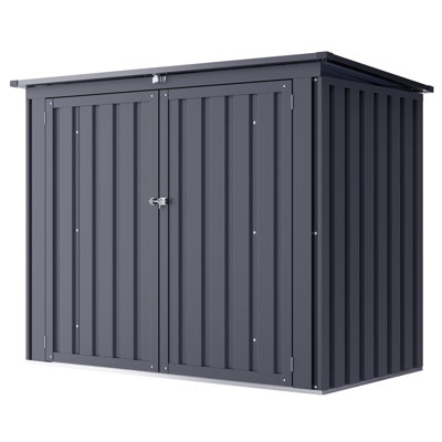 Outdoor Trash Can Storage, Metal Storage Bike Shed, Waterproof Outdoor Storage Clearance With Chain Lid,garbage Can Organizer For Patio, Garden, Backyard