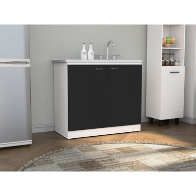 Napoles Utility Sink With Cabinet, Double Door, One Shelf