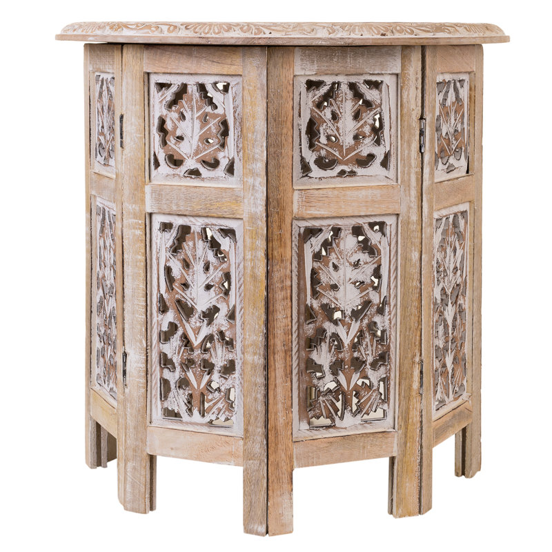 Aramus Solid Wood Abstract Coffee Table, Beige