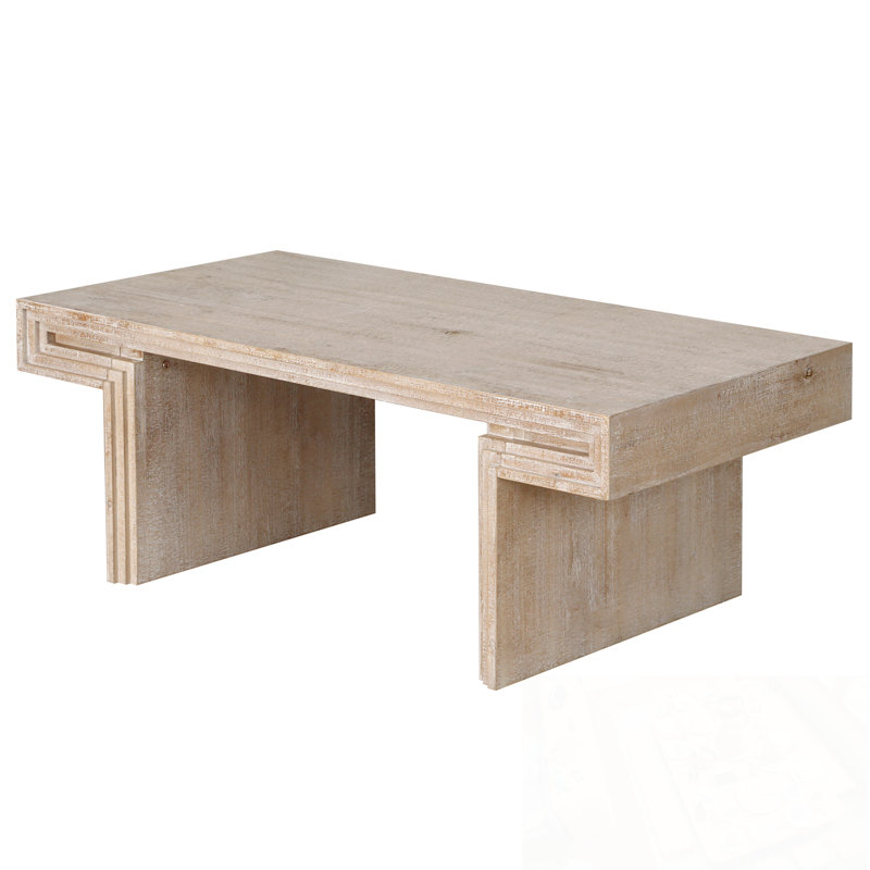 Rectangular ffee Table with sturdy wooden legs, Antique Natural