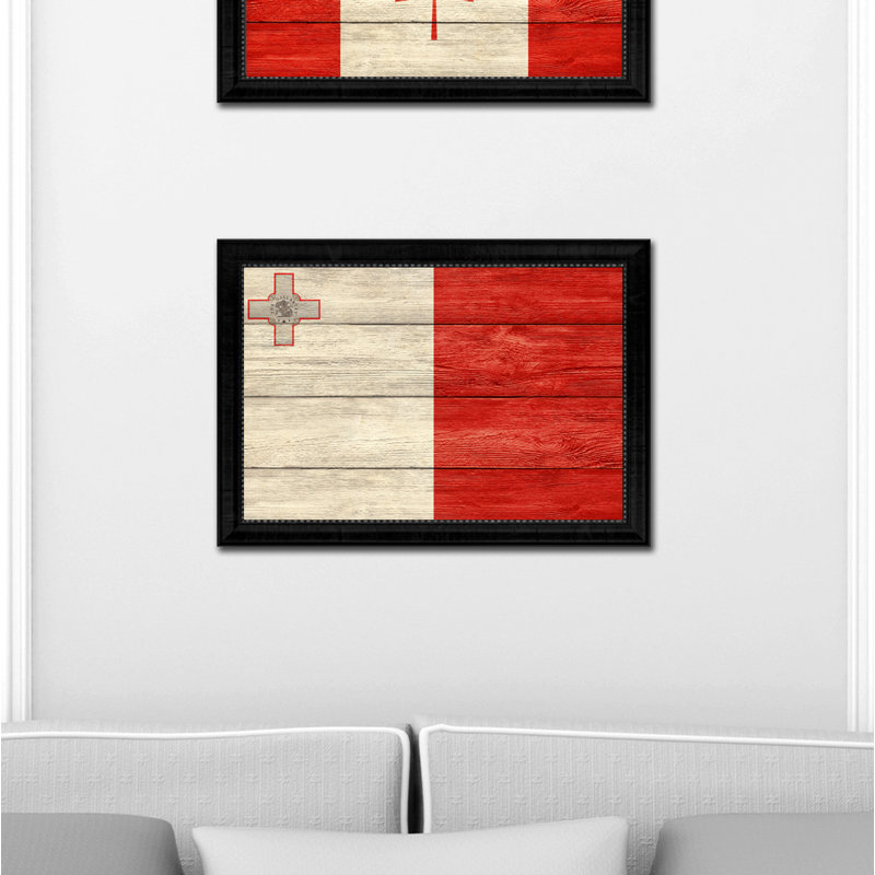 Drapeau champêtre malta-impression d’art graphique sur toile, H 27 po x l 39 po x P 1 po, Noir