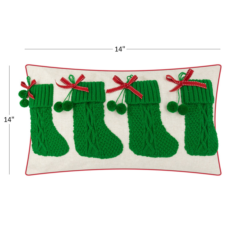 Housse de coussin décoratif, Vert, H 14 po x l 24 po
