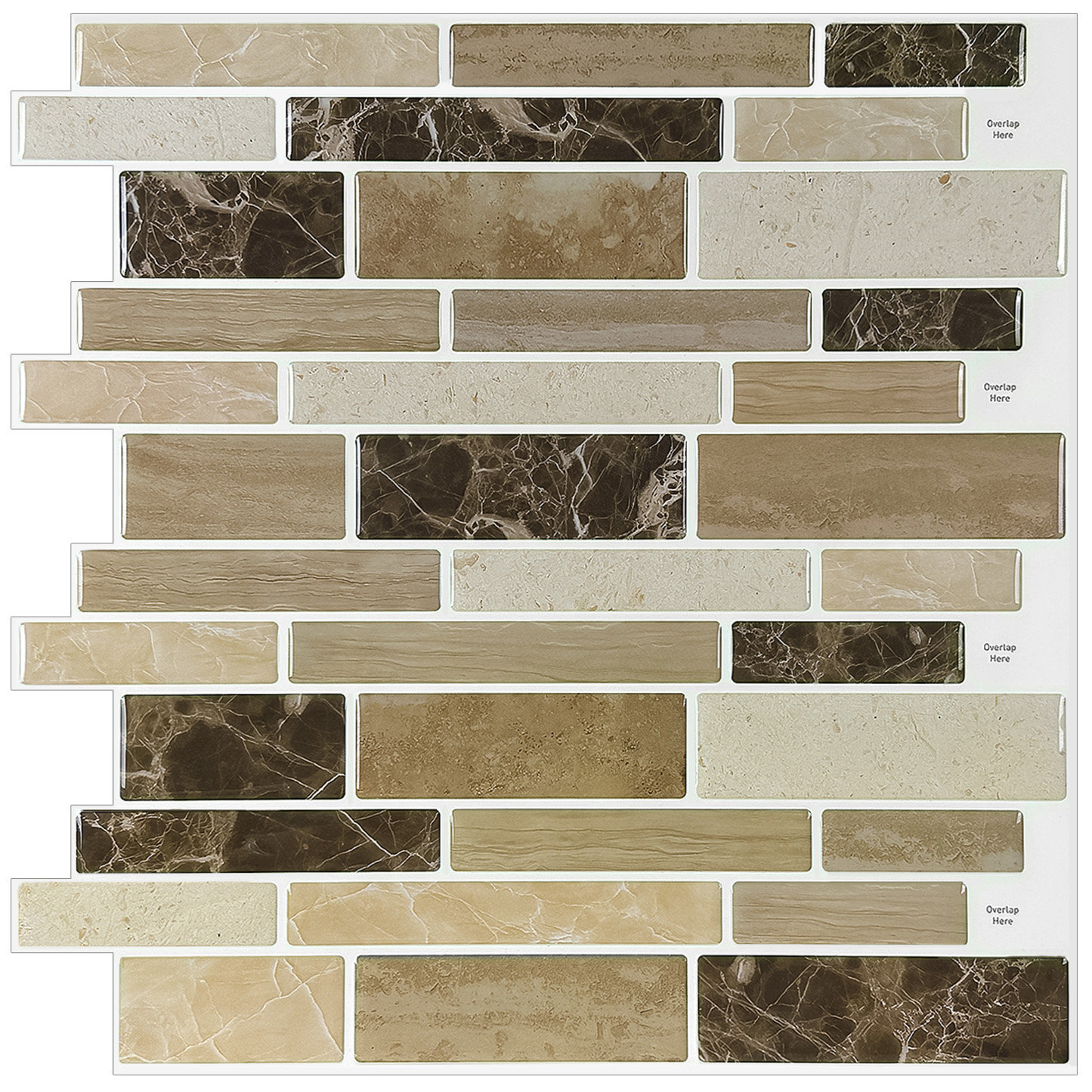 clevermosaics Peel And Stick Marble Tile 12'' W x 12'' L Vinyl Peel and ...