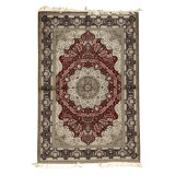 Hand-Knotted High-Quality Red and Blue Area Rug