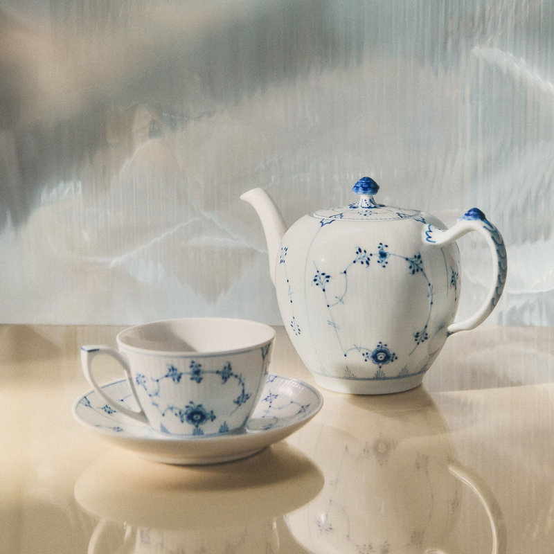 Royal Copenhagen Blue Fluted Plain 9.4679 oz. Tea Cup and Saucer