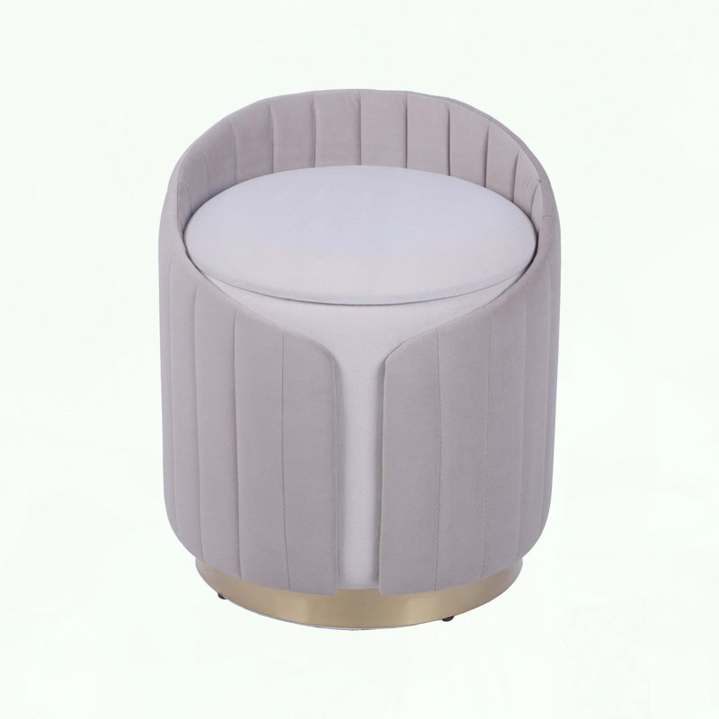 Tabouret de coiffeuse en velours avec design capitonné et rangement caché