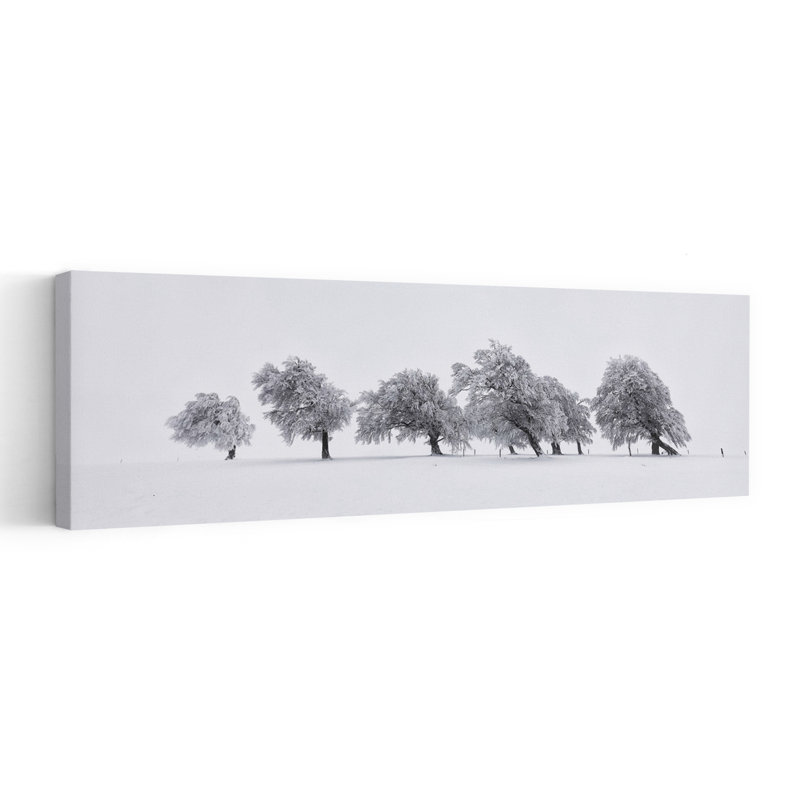 «Frosted Winter Landscape Minimalist Peaceful Serene Forest Landscape», art mural, H 16 po x l 48 po