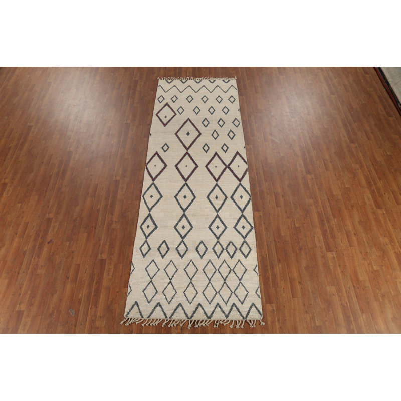 Modern Geometric Moroccan Runner Rug