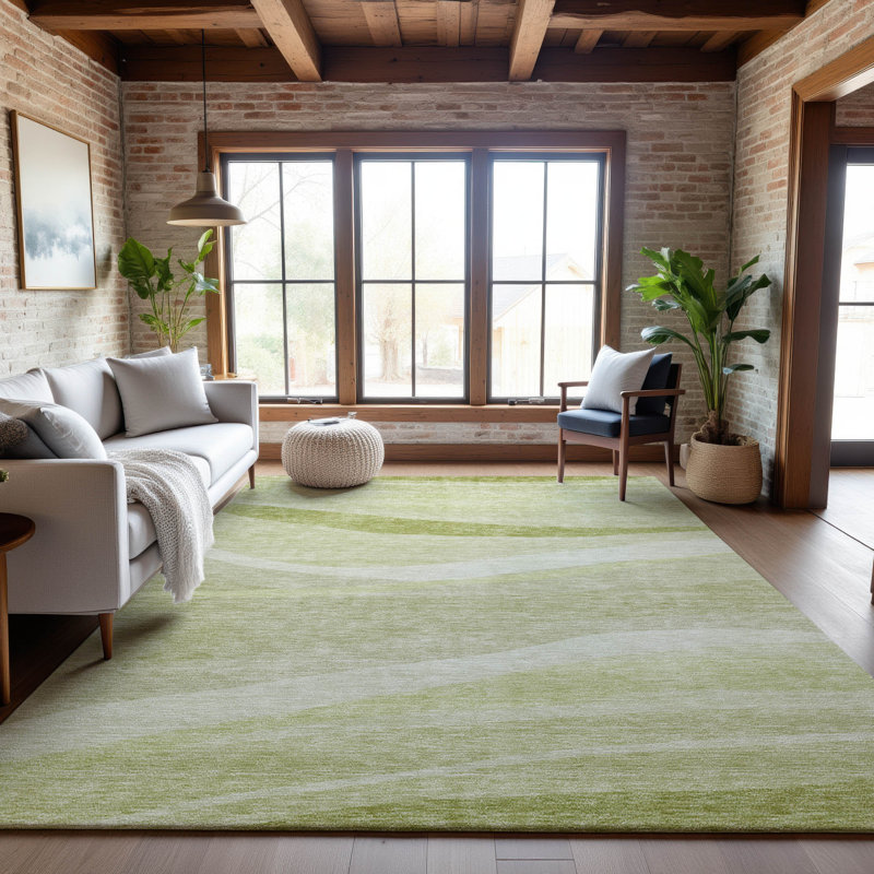 Premium Machine Washable Wayne AMF1099 Swirls Rug, Rectangle 8 pi x 10 pi