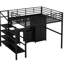 Lit mezzanine en métal noir avec table et garde-robe, style contemporain, construction, espaces de rangement abondants, techniques d'assemblage simples, structure robuste, options, processus