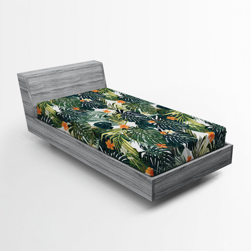 Microfiber Floral Fitted Sheet, Twin XL Fitted Sheet, Red/Orange Animal Print