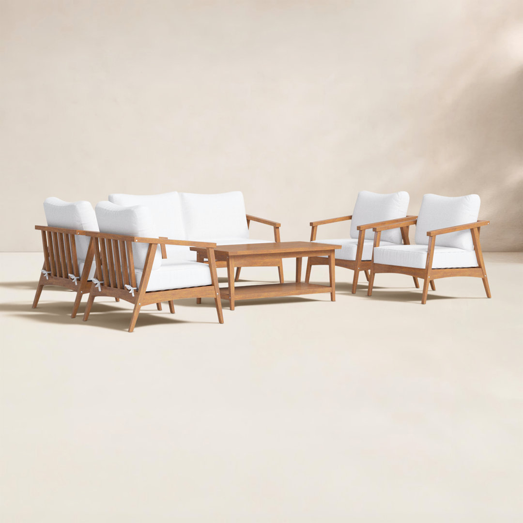 Akiva Eucalyptus 6 - Person Patio Conversation Sets with Cushions Birch Lane™