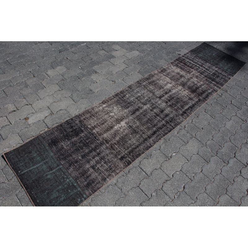 Tapis classique Oushak - Patchwork turc rétro avec des tons noirs surdimensionnés pour la cuisine