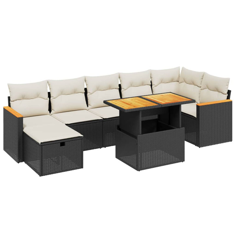 Ensemble de canapé de jardin Vidaxl noir, blanc crème