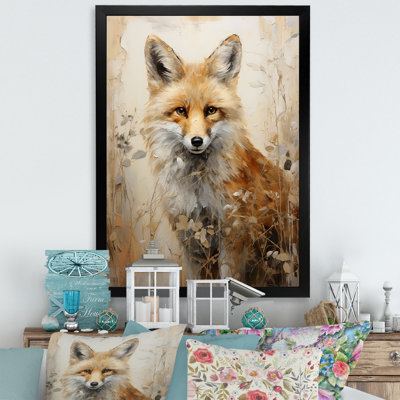Minimalism Fox Portrait In Forest
