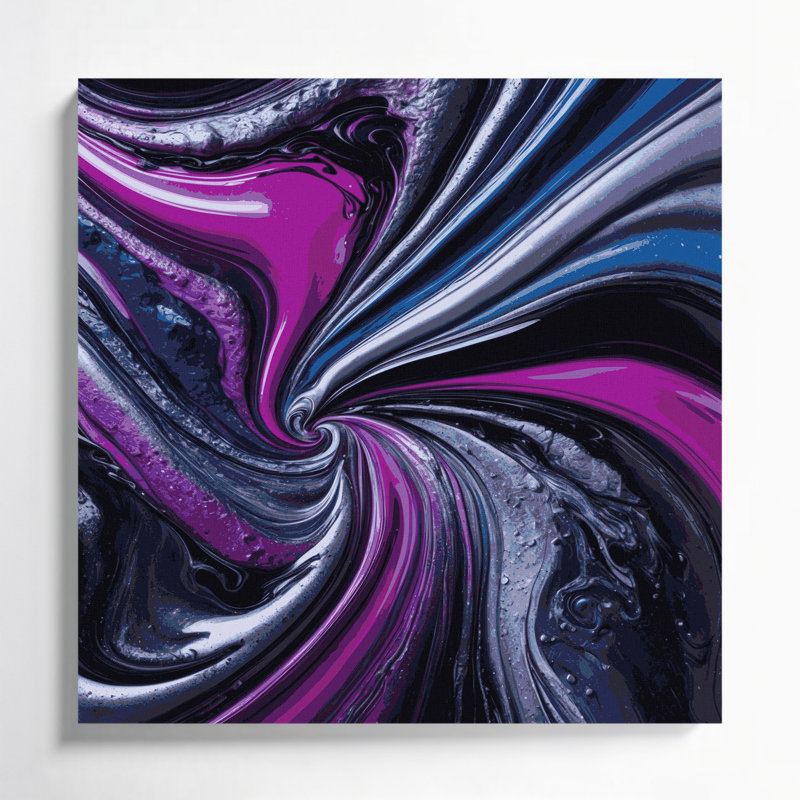 Abstrait art fluide sur toile mauve 33, H 16 po x l 16 po