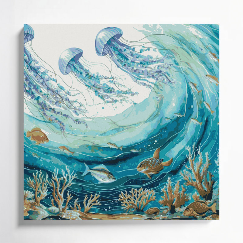 Art nautique gris sur toile, H 16 po x l 16 po