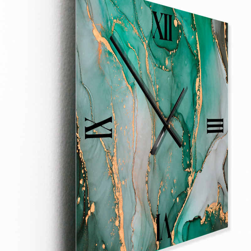 Horloge murale abstraite Turquoise et gris, Surdimensionné