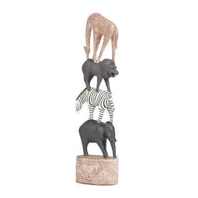 Polystone Safari Animals Decorative Multi Colored Sculpture