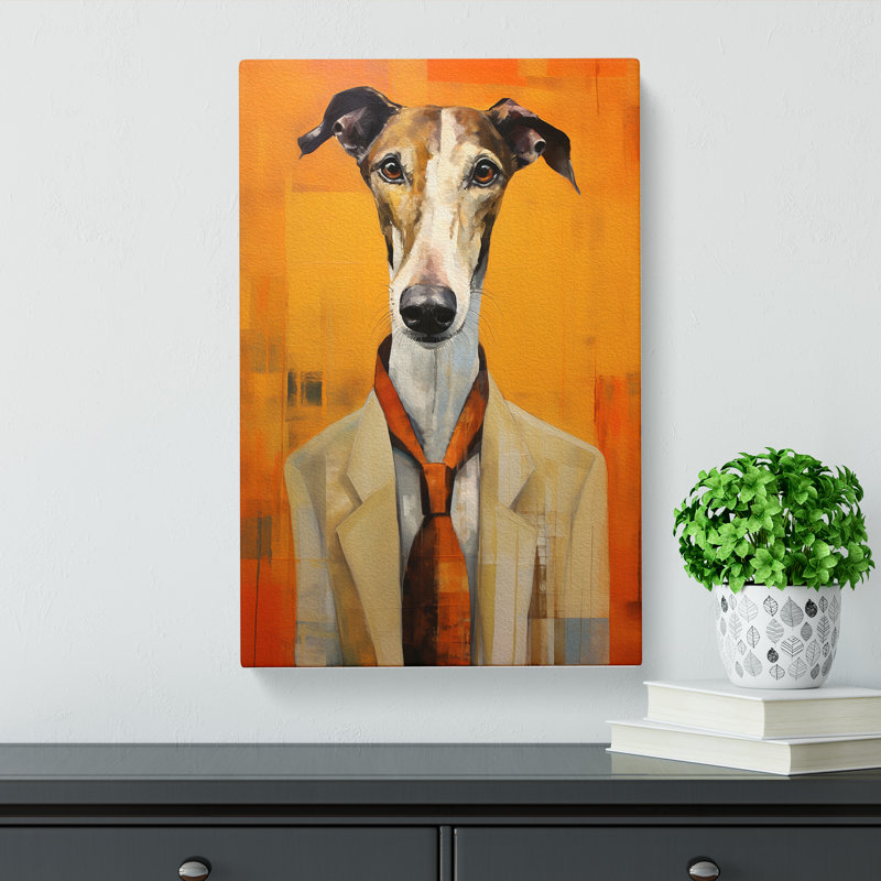 Greyhound Modern Art - Wrapped Canvas, 50cm H x 35cm W x 3cm D