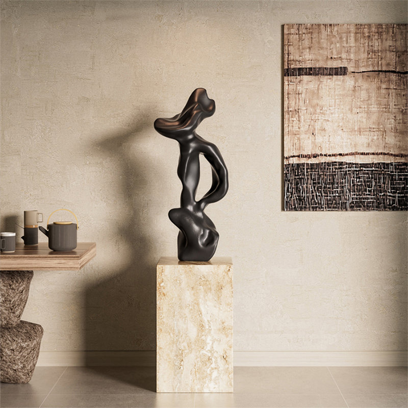 Objet de décoration en marbre noir en plastique renforcé de fibres de verre, Noir