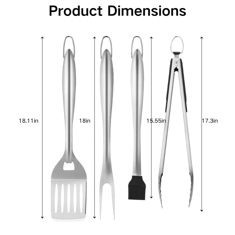 4-piece Stainless Steel Barbecue Tool Set