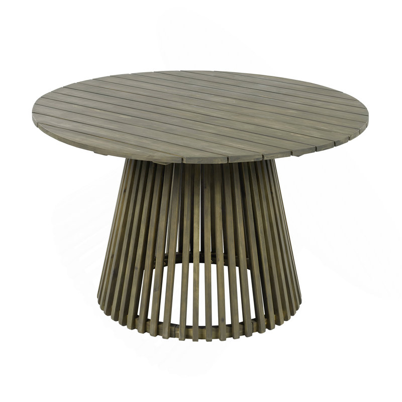 Outdoor Acacia Wood Patio Dining Table, 47.25 Inch Extra Large Round Dining Table,For Backyard, Lawn, Balcony,Grey Finish