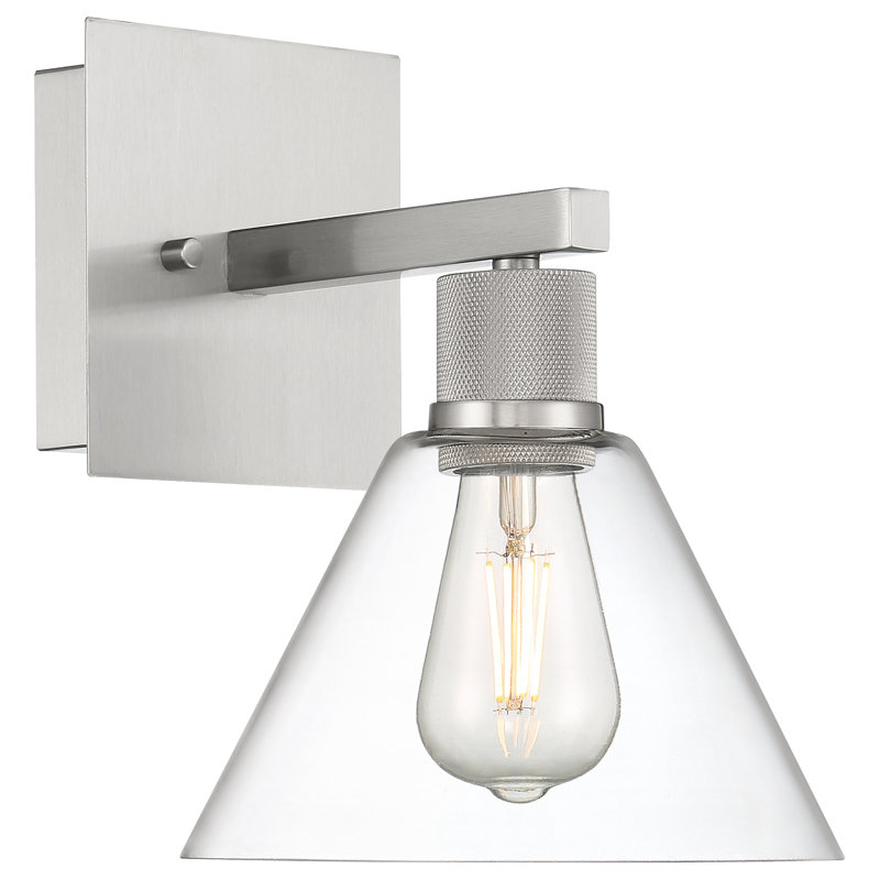 Port Nine Steel Armed Sconce, Brushed Steel