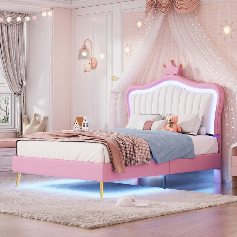 Lit plateforme, Rose, Lit simple