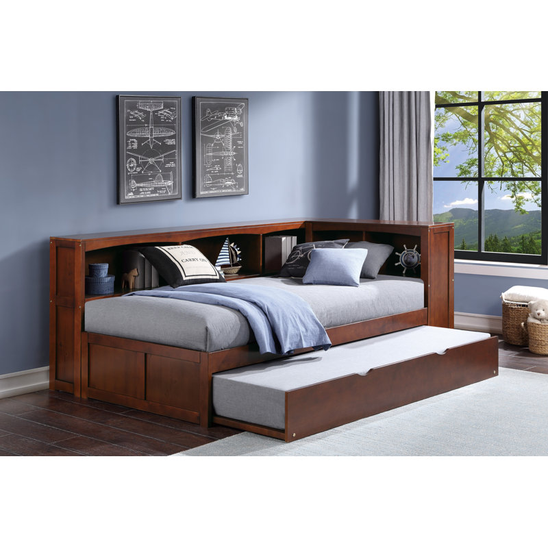 Lit simple d'angle avec lit gigogne Welch