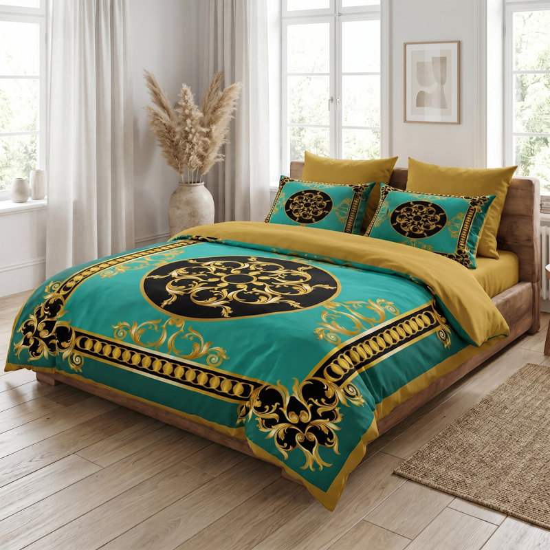 Baroque Medallion Cotton Backed Duvet Cover Set