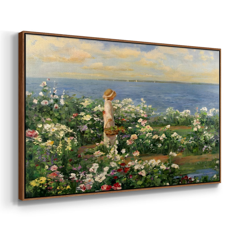 Paysage rétro - DLxxx, Toile encadrée noyer flottant, H 27 po x l 41 po x P 2 po